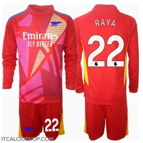 Arsenal David Raya #22 Portiere Seconda Maglia Bambino 2024-25 Manica Lunga (+ Pantaloni corti)